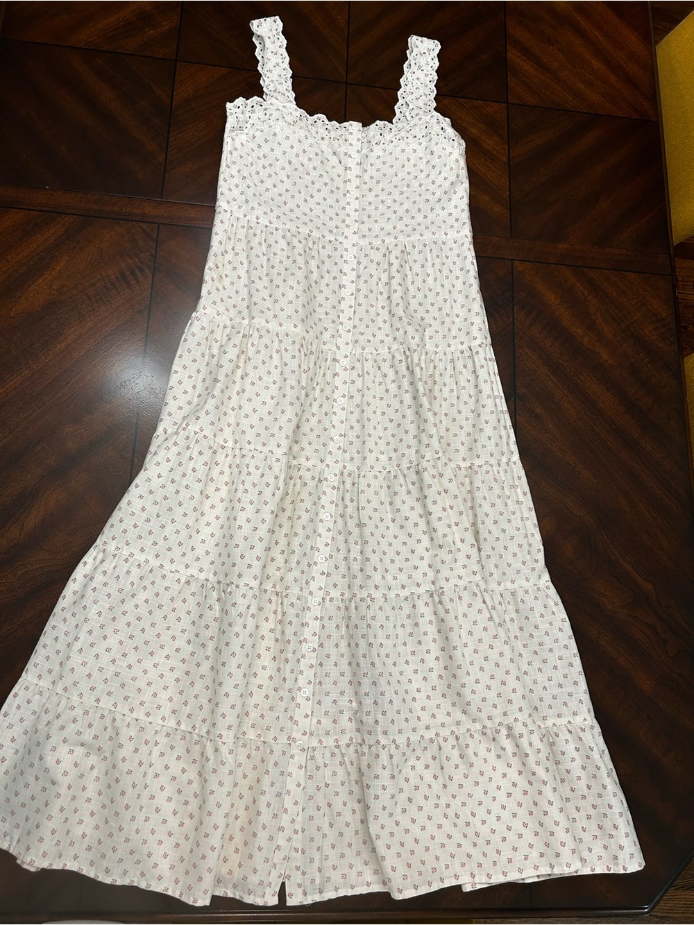 Sézane Rama White Floral Tiered Maxi Skirt Dress in Mili Print